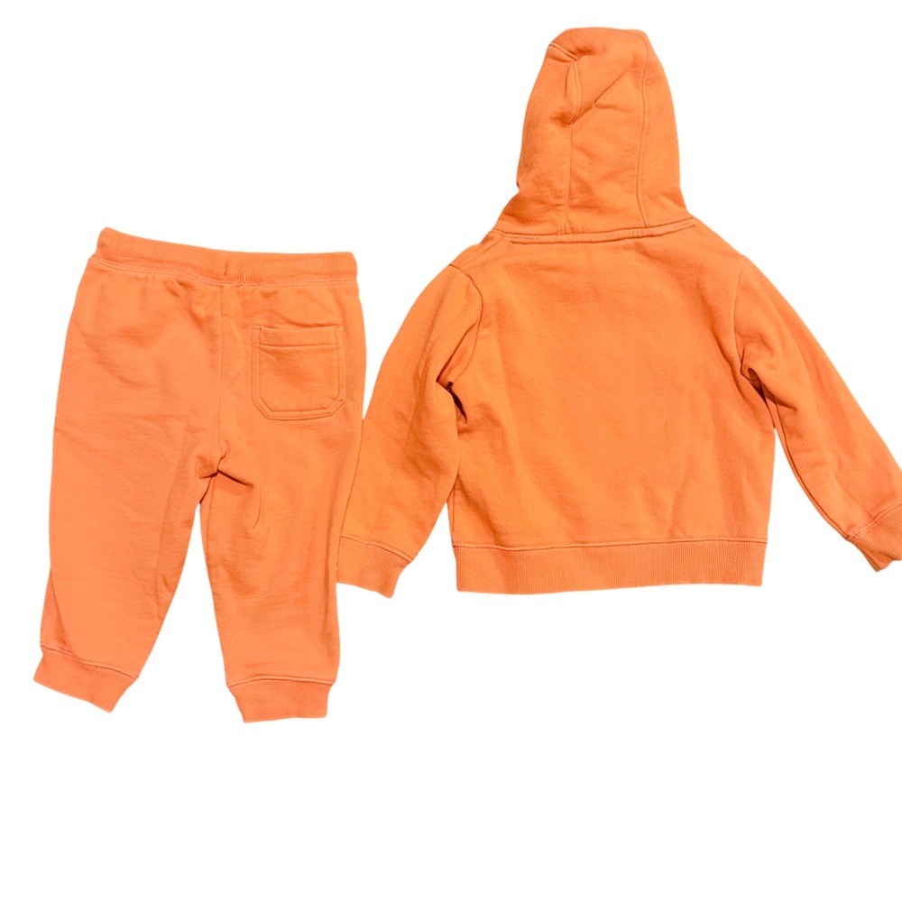 Gymboree Kids Orange Pumpkin Face Hoodie Sweatshirt Jogger Pants Set 2T - Picture 5 of 5